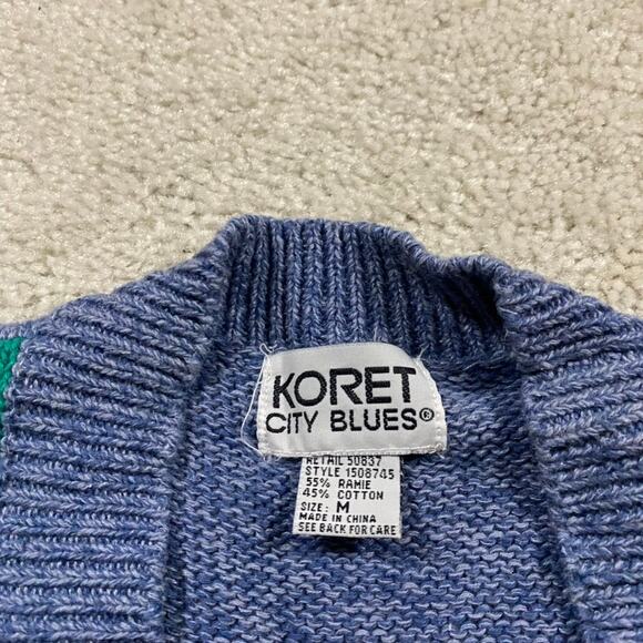 Vintage Knit Sweater Vest Womens M Blue Grandma Chunky Knit Holiday Grannycore - Picture 3 of 7